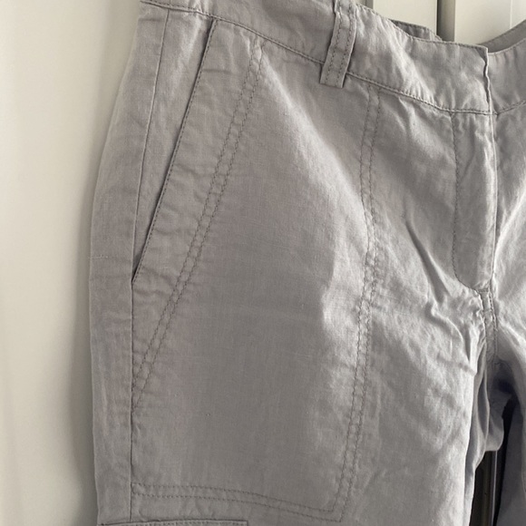 Eileen Fisher 100% Organic Linen Cargo Capri Pants - Picture 2 of 9